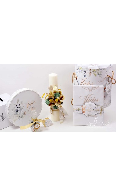 Trusou botez cu ursuleti si motive florale eucalipt Teddy Bear Nude 17
